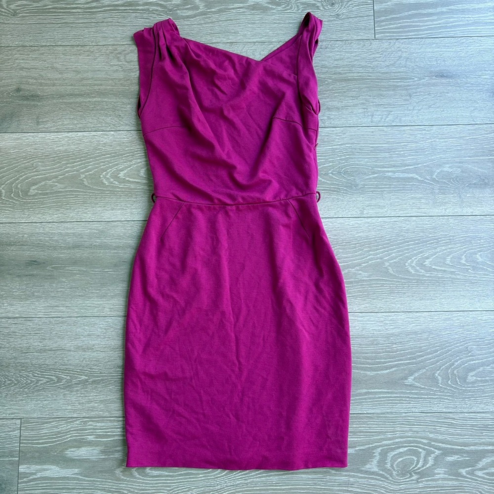 MNG By Mango Womes Magenta Surplice Neck Lined Dress Size medium